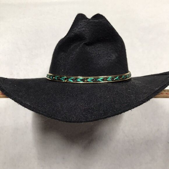 WESTERN EXPRESS Felt Stetson Hat Men 7 Cowboy Westworld Man in Black Gold Trim - Picture 4 of 14